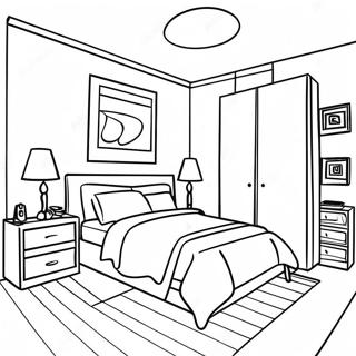 Realistic Modern Bedroom Coloring Page 16670-13444