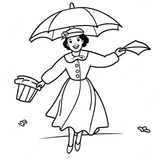 Mary Poppins Flying With Umbrella Coloring Page 16680-13446