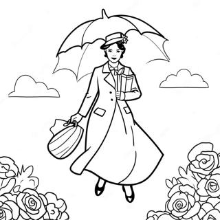 Mary Poppins Flying With Umbrella Coloring Page 16680-13448