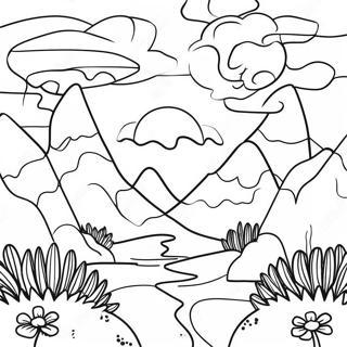 Psychedelic Aesthetic Landscape Coloring Page 16700-13465