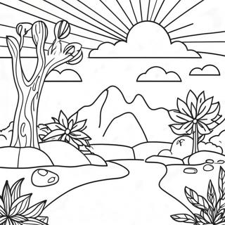 Psychedelic Aesthetic Landscape Coloring Page 16700-13468