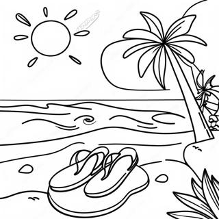 Beach Scene With Flip Flops Coloring Page 16740-13497