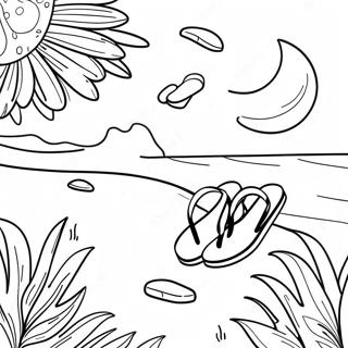 Beach Scene With Flip Flops Coloring Page 16740-13498