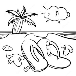 Beach Scene With Flip Flops Coloring Page 16740-13499