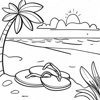 Beach Scene With Flip Flops Coloring Page 16740-13500