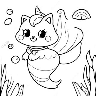 Sparkly Unicorn Cat Mermaid Underwater Coloring Page 16790-13537