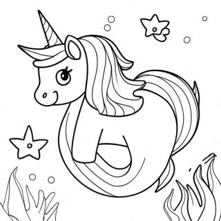 Sparkly Unicorn Cat Mermaid Underwater Coloring Page 16790-13538