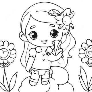 Cute Ela With Flowers Coloring Page 16810-13551