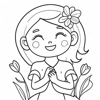 Cute Ela With Flowers Coloring Page 16810-13552