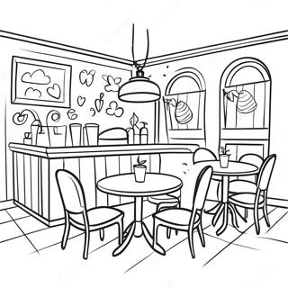 Cozy Cafe Interior Coloring Page 16840-13577