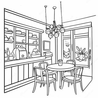 Cozy Cafe Interior Coloring Page 16840-13578