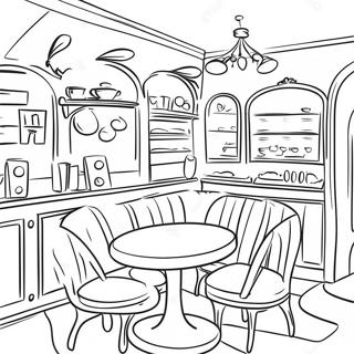 Cozy Cafe Interior Coloring Page 16840-13580