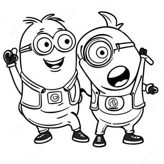 Cheerful Minions Dancing Coloring Page 16850-13609