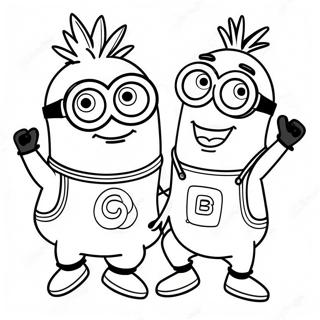 Cheerful Minions Dancing Coloring Page 16850-13610