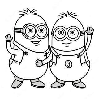 Cheerful Minions Dancing Coloring Page 16850-13611