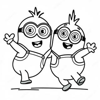 Cheerful Minions Dancing Coloring Page 16850-13612