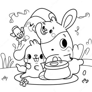 Cute Pochacco Playing With Friends Coloring Page 1692-1395