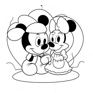 Cute Mickey And Minnie Mouse Valentines Coloring Page 16930-13645