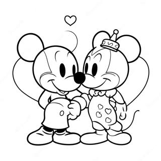 Cute Mickey And Minnie Mouse Valentines Coloring Page 16930-13646