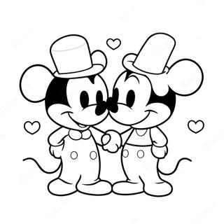 Cute Mickey And Minnie Mouse Valentines Coloring Page 16930-13647