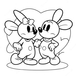 Cute Mickey And Minnie Mouse Valentines Coloring Page 16930-13648