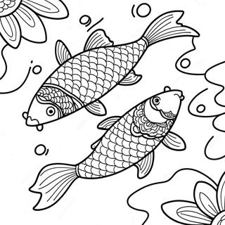 Koi Fish Swimming In A Tranquil Pond Coloring Page 16939-13649