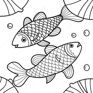 Koi Fish Swimming In A Tranquil Pond Coloring Page 16939-13650