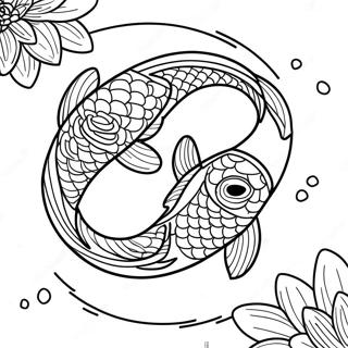 Koi Fish Swimming In A Tranquil Pond Coloring Page 16939-13651