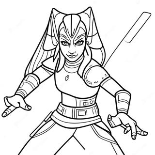 Ahsoka Tano In Battle Stance Coloring Page 17010-13715