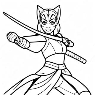 Ahsoka Tano In Battle Stance Coloring Page 17010-13716