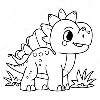 Cute Stegosaurus With Flowers Coloring Page 17020-13721