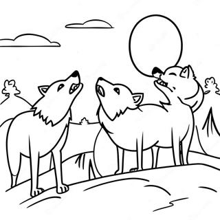 Timberwolves Howling At The Moon Coloring Page 17099-13781