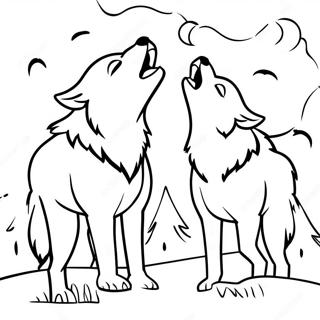 Timberwolves Howling At The Moon Coloring Page 17099-13784