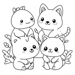 Adorable Kawaii Animal Friends Coloring Page 1712-1409