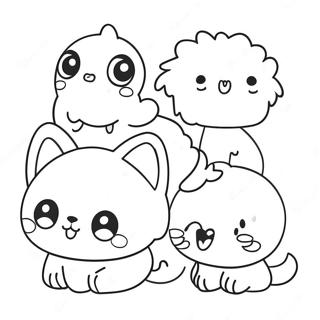 Adorable Kawaii Animal Friends Coloring Page 1712-1411