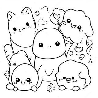 Adorable Kawaii Animal Friends Coloring Page 1712-1412