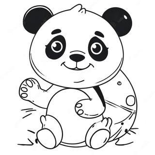 Cute Mimi Panda Playing With Ball Coloring Page 17130-13809