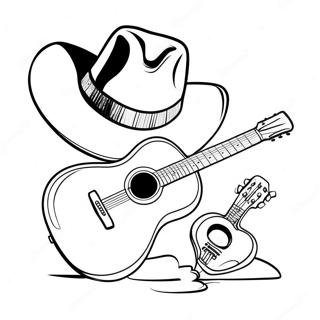 Cowboy Hat And Guitar Coloring Page 17190-13855