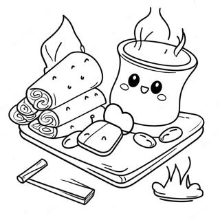 Cute S Mores By The Campfire Coloring Page 17350-13987