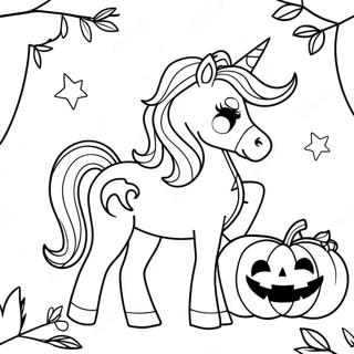 Sparkly Halloween Unicorn With Pumpkins Coloring Page 17380-14010