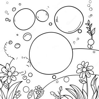 Colorful Bubbles In A Garden Coloring Page 17390-14014