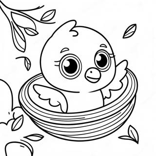 Cute Baby Bird Nesting Coloring Page 17399-14021