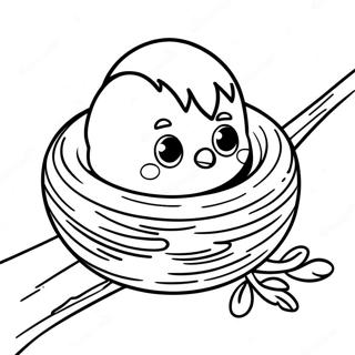 Cute Baby Bird Nesting Coloring Page 17399-14022