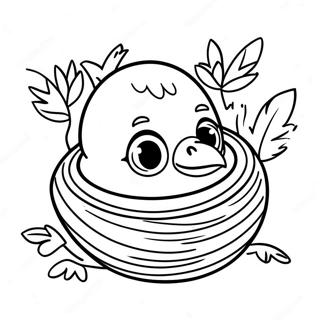 Cute Baby Bird Nesting Coloring Page 17399-14023