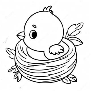 Cute Baby Bird Nesting Coloring Page 17399-14024