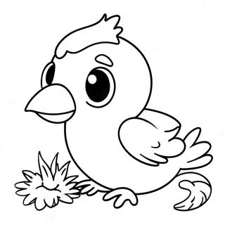 Fluffy Baby Bird With Worm Coloring Page 17400-14026