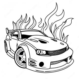 Cool Drift Car With Flames Coloring Page 17440-14053