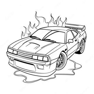 Cool Drift Car With Flames Coloring Page 17440-14054