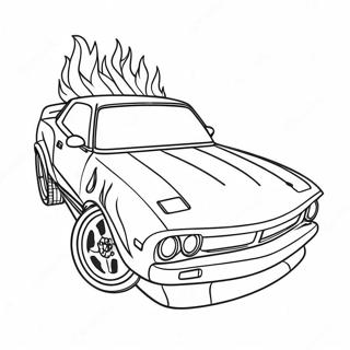 Cool Drift Car With Flames Coloring Page 17440-14056