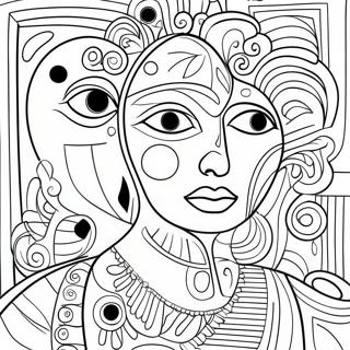 Colorful Picasso Style Abstract Art Coloring Page 17480-14089